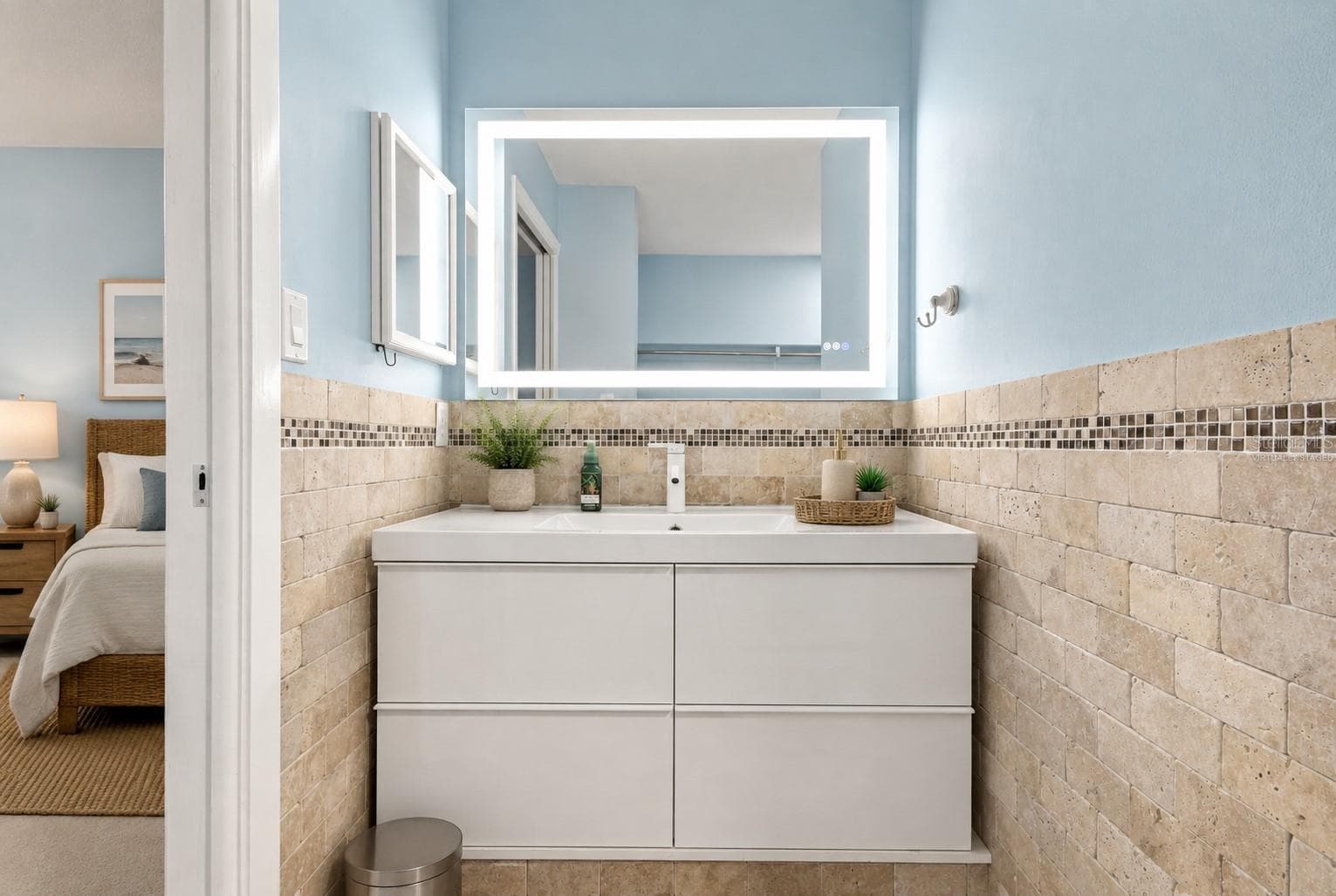 Primary Bathroom Virtually Staged - 150 PINEHURST DR #150, BRADENTON