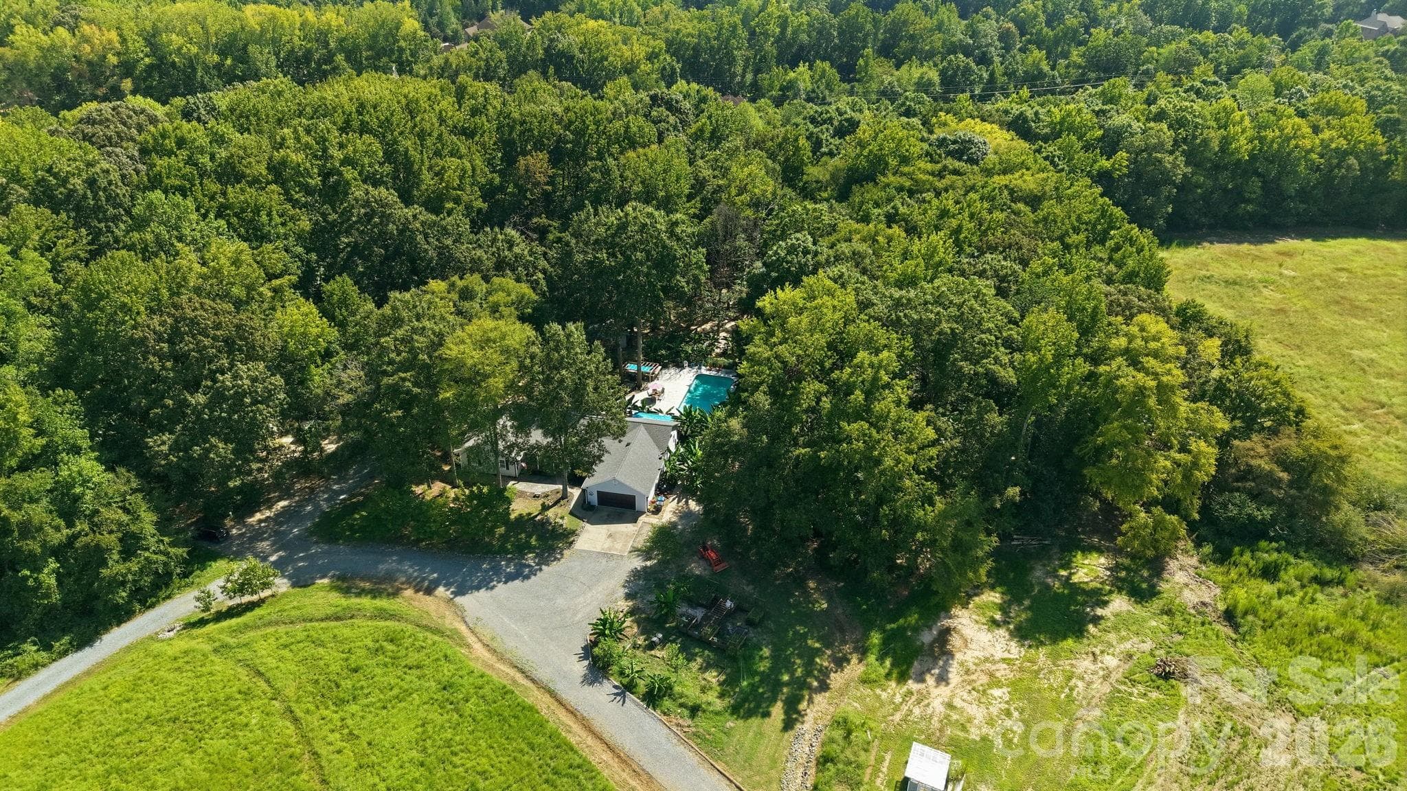 Drone View of Home and Acreage - 205 Dornoch Drive, Matthews