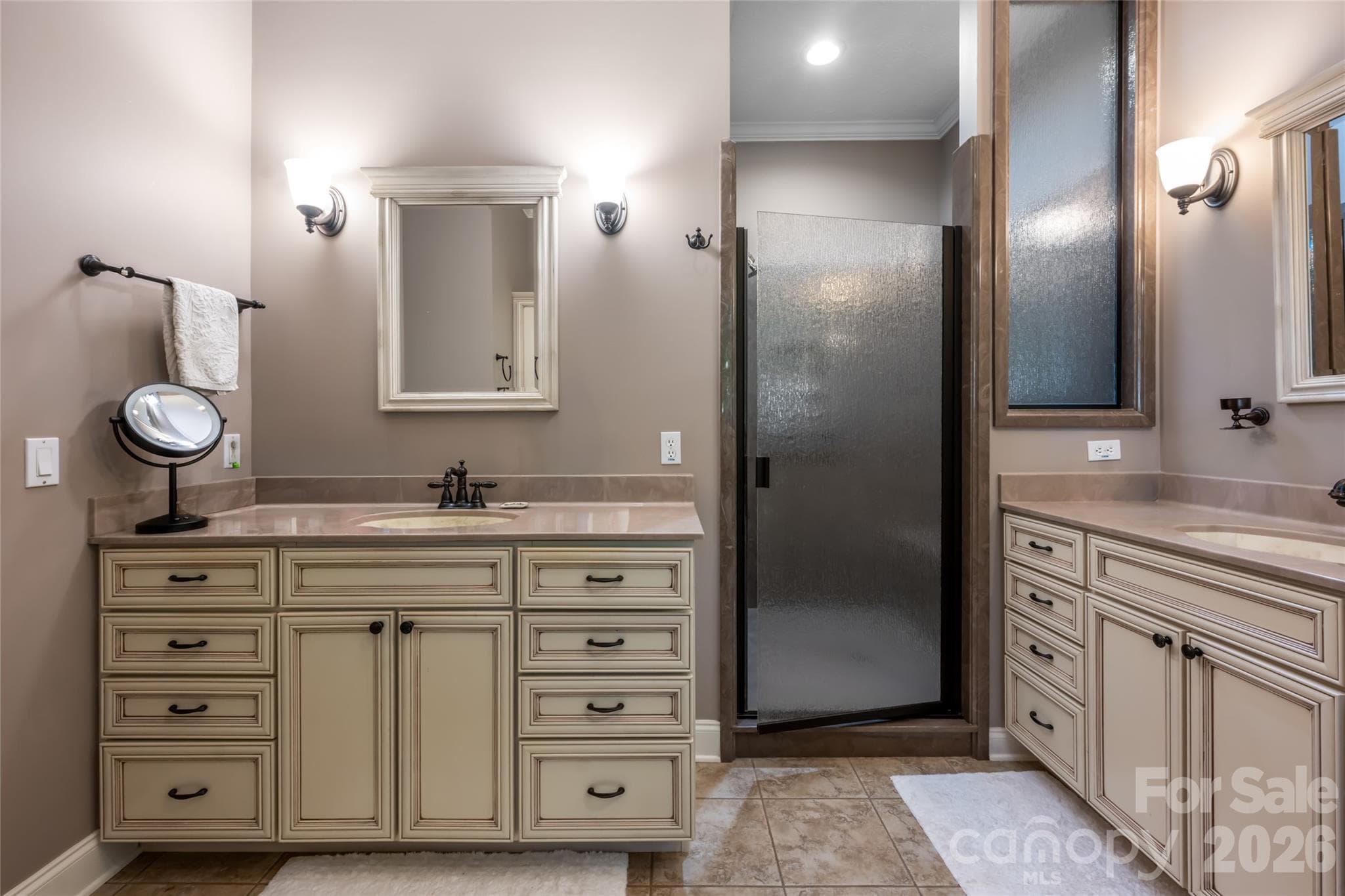 Primary bath, main level, with walk in shower and jet tub - 170 Cape Martin Circle, Hendersonville