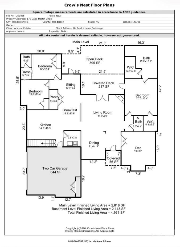 Upper floor plan - 170 Cape Martin Circle, Hendersonville