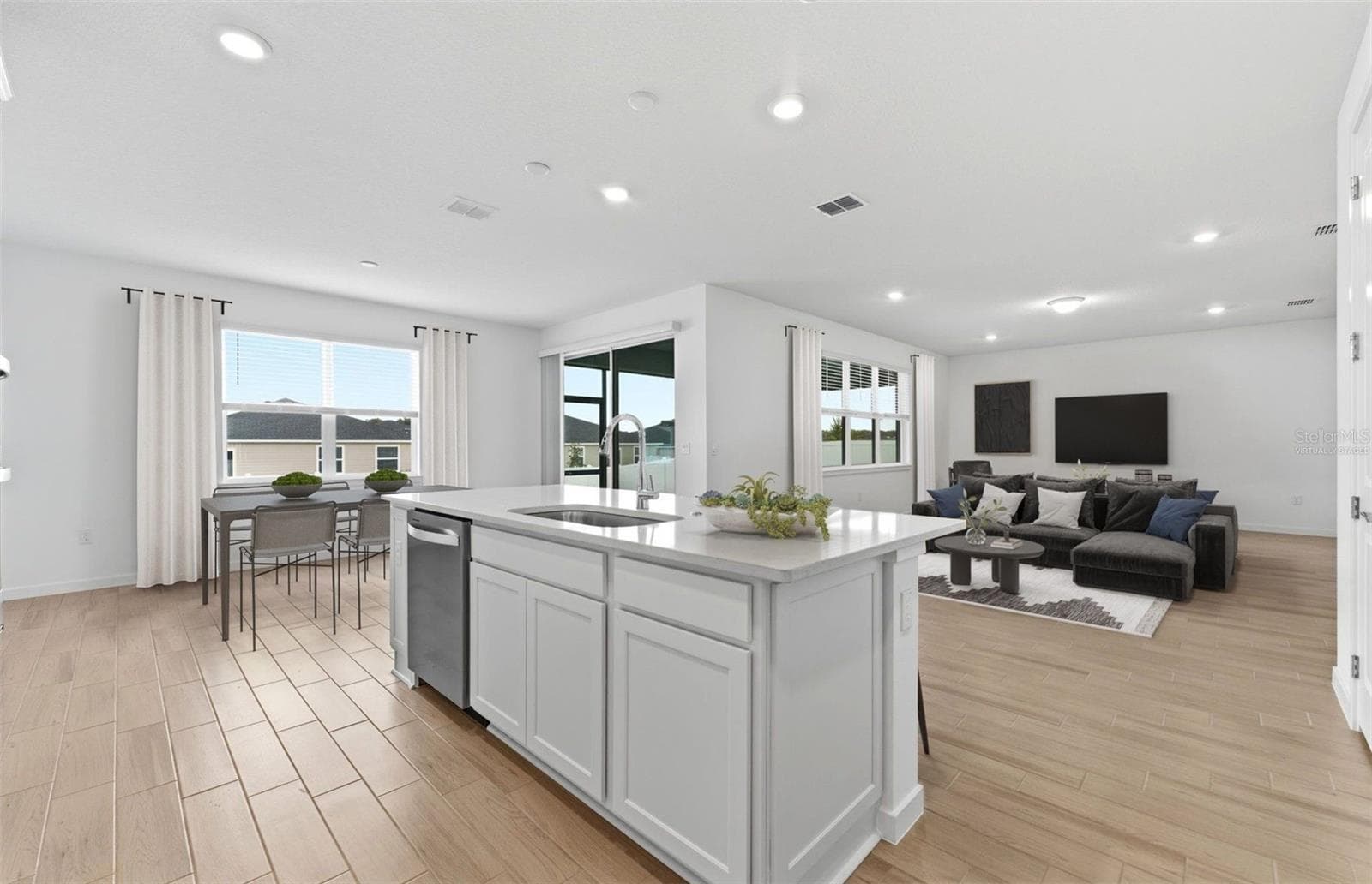 Virtually Staged - Open Kitchen to Cafe to Gathering Room - 4427 SW 82ND LOOP, OCALA
