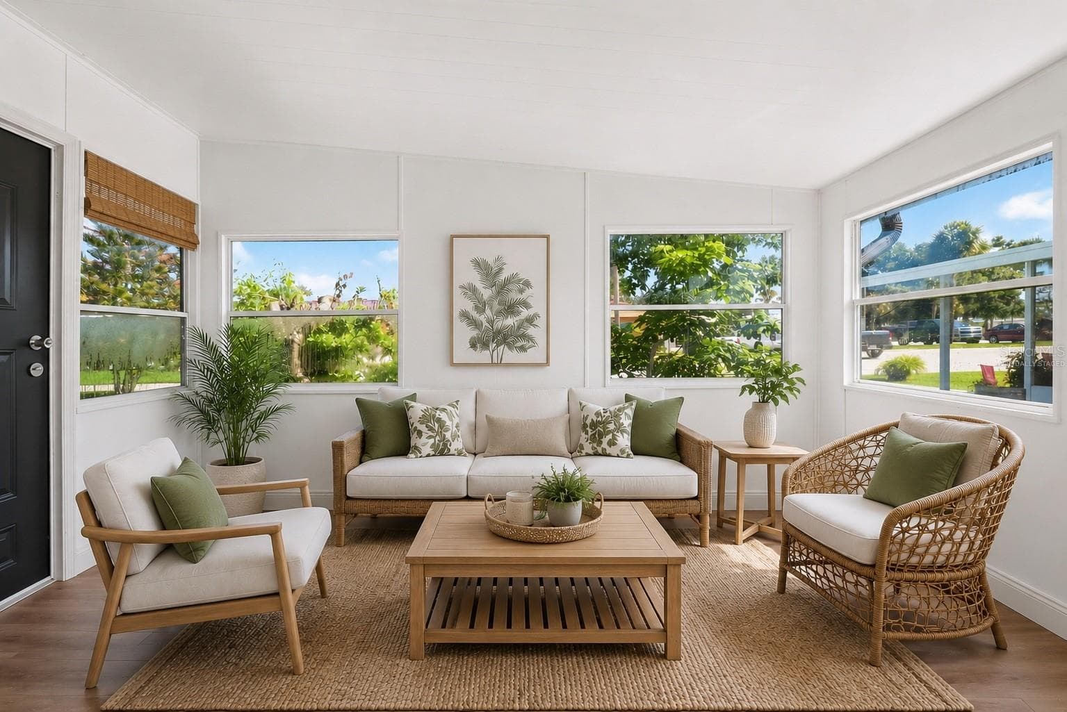 Virtually Staged. Enclosed Florida Room with new mini-split a/c system and view of the lake and community amenities - 2055 S FLORAL AVE #55, BARTOW