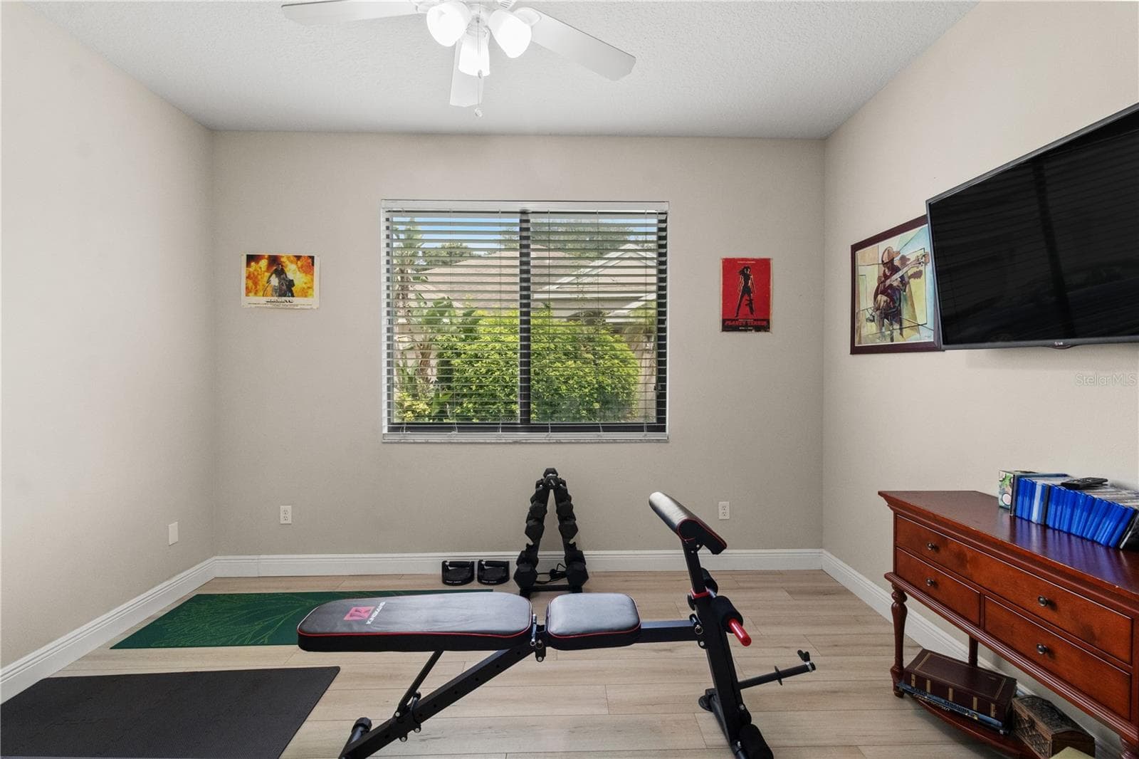 The downstairs office, currently used as a workout room, could easily be converted to a 5th bedroom - 5824 FISH CROW PL, LAND O LAKES