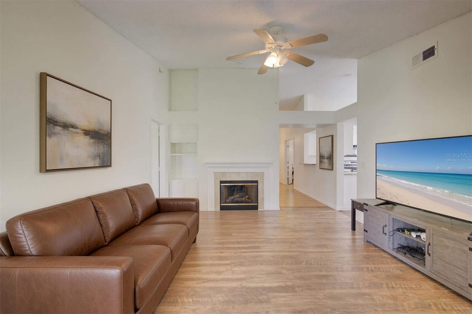 Virtually Staged Great Room - 538 QUEENSBRIDGE DR, LAKE MARY