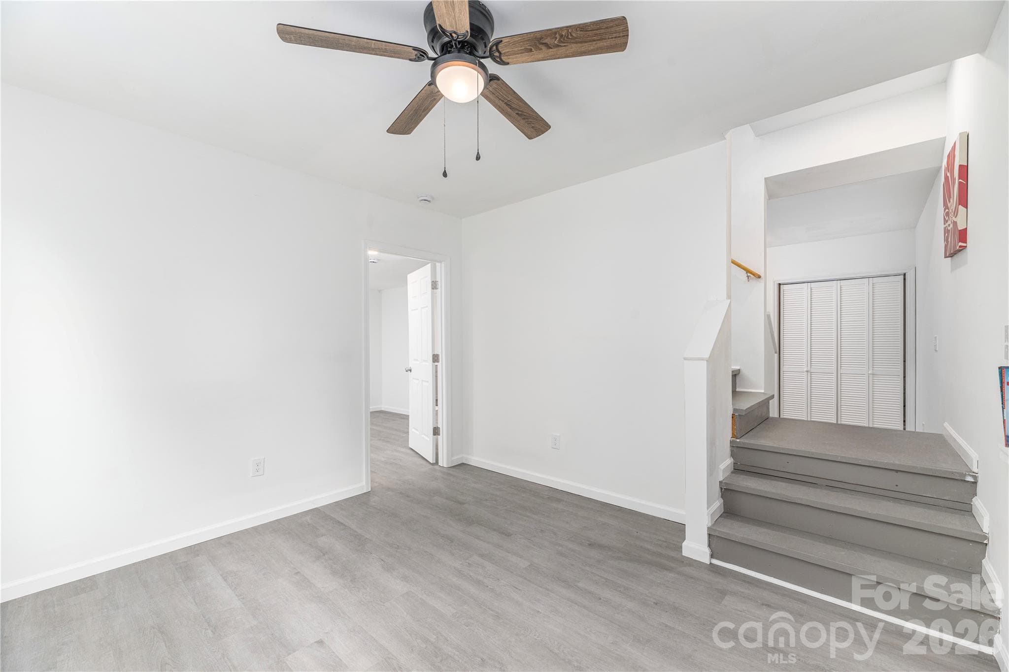 View of Lower Level from the Exterior Door - 5 Declan Drive, Weaverville