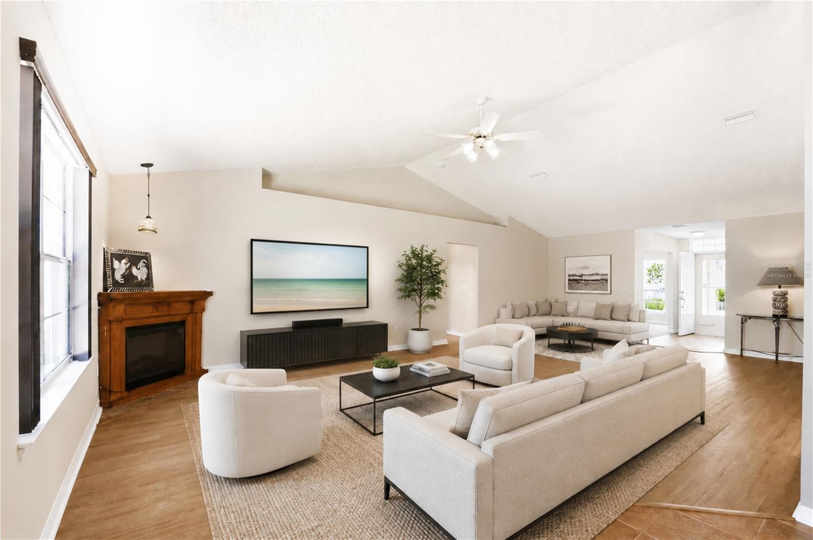 Virtually Staged Great Room - 38 PRINCESS ROSE DR, PALM COAST
