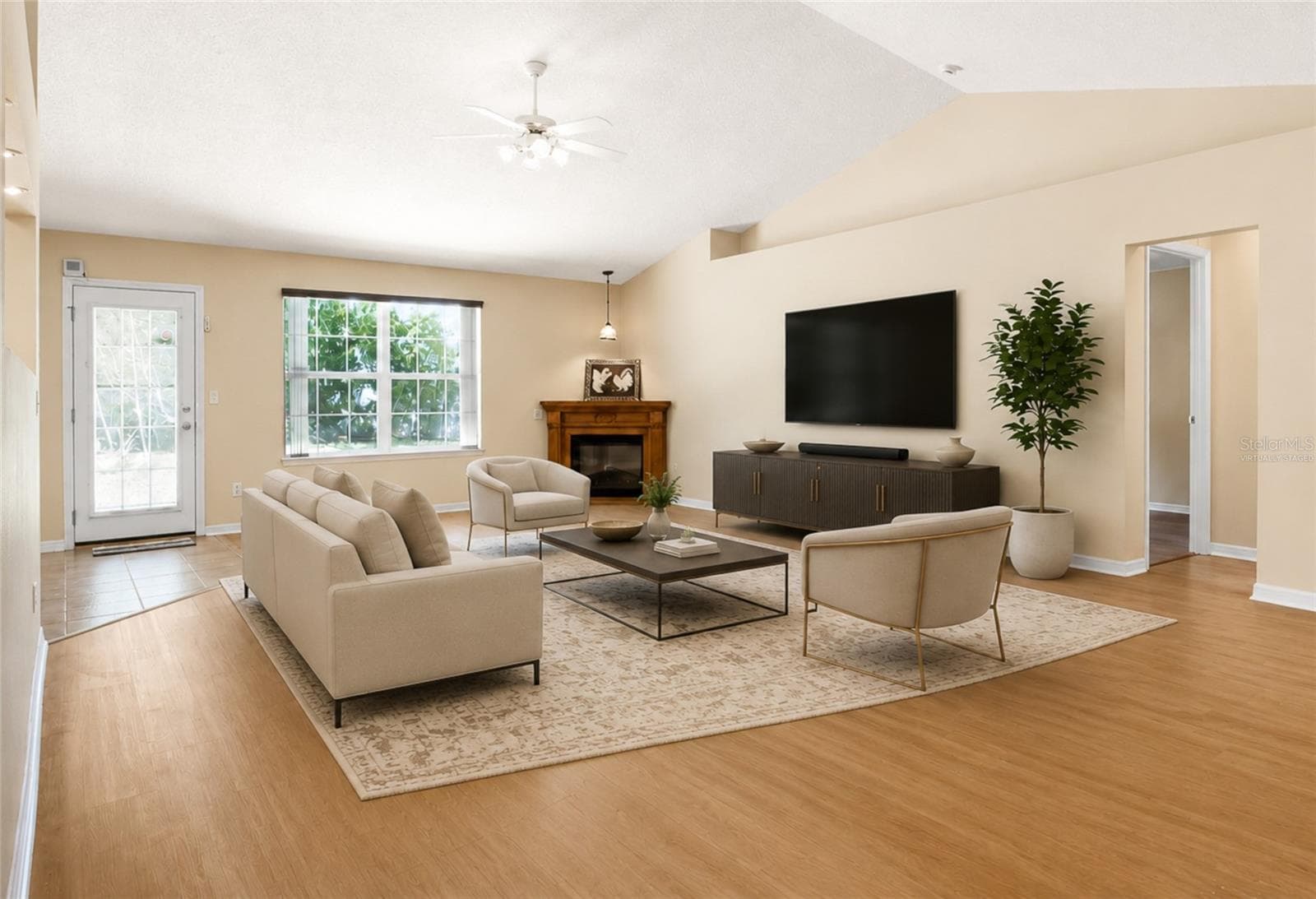 Virtually Staged Great Room - 38 PRINCESS ROSE DR, PALM COAST