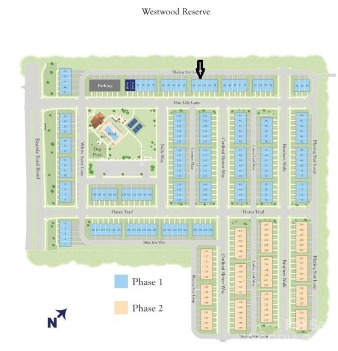 Community Map Depicting the Location of Homesite 44 is - 6609 Fire Lily Lane, Charlotte