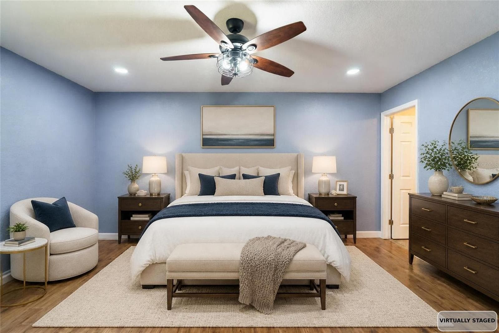Virtually staged primary bedroom - 4418 NE 4TH ST, OCALA