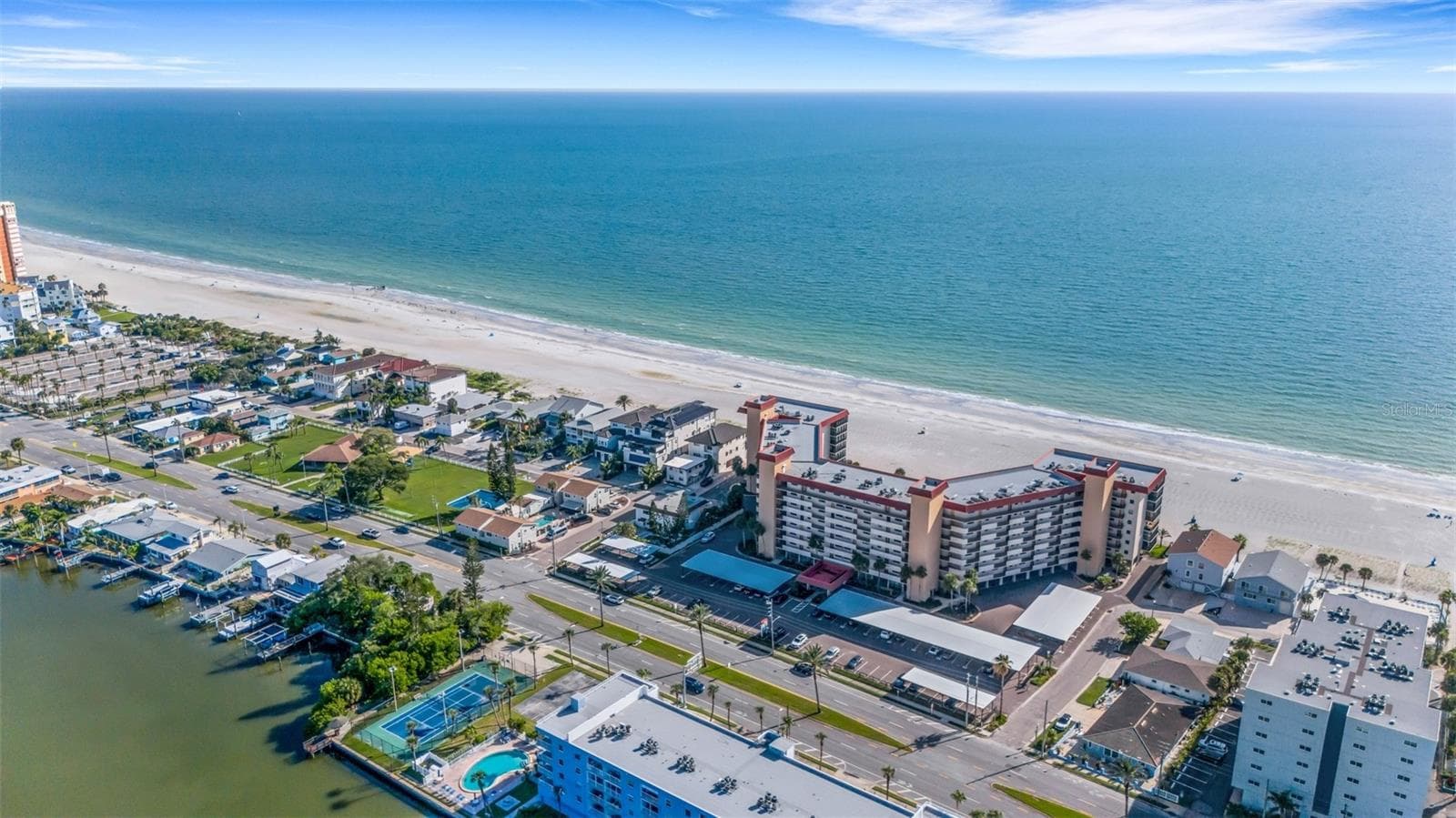 Incredible aerial perspective of the Gulf, beach and surrounding coastal community. - 18317 SUNSET BLVD, REDINGTON SHORES
