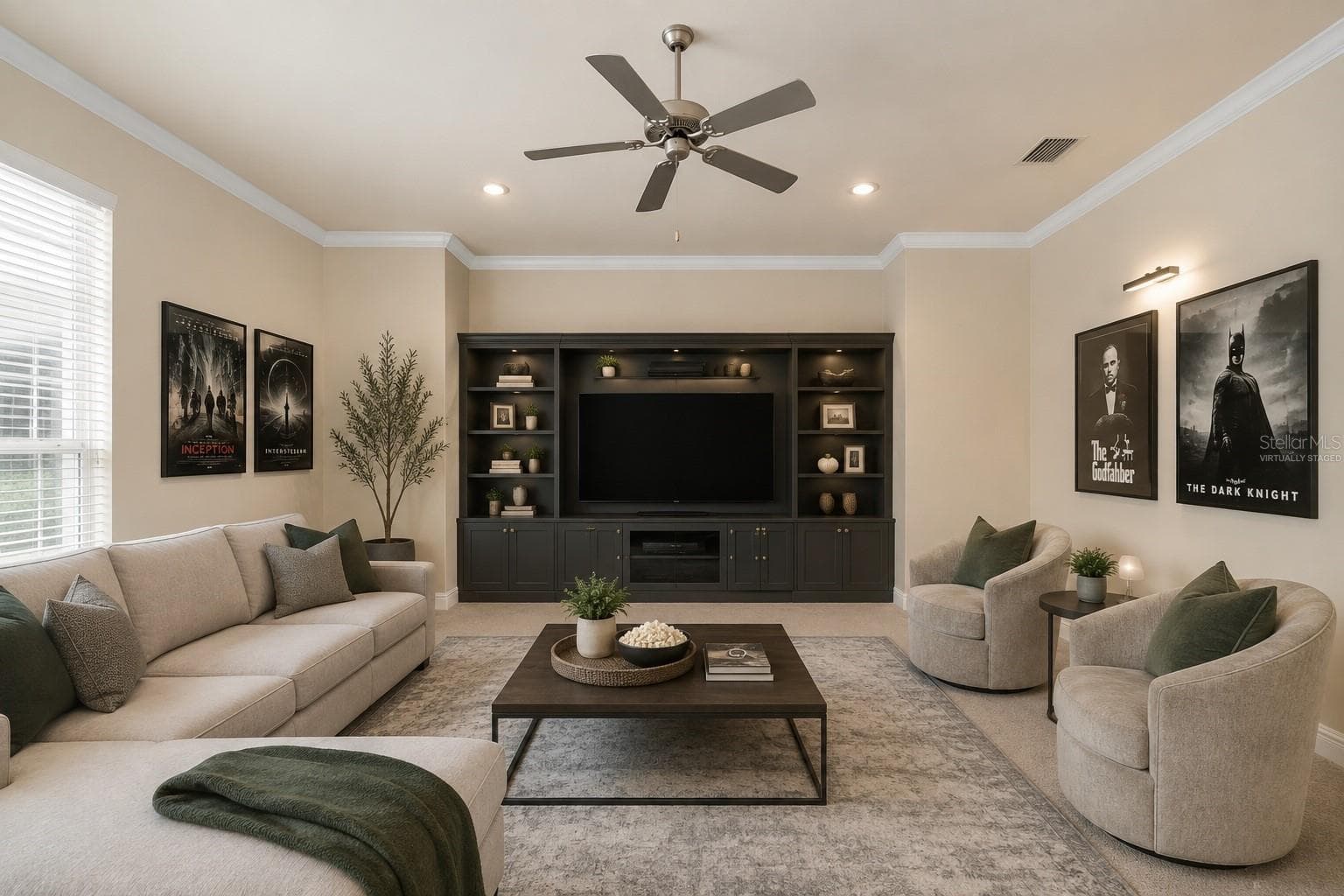 Large media room off family room, virtually staged - 1446 SW 87TH ST, GAINESVILLE