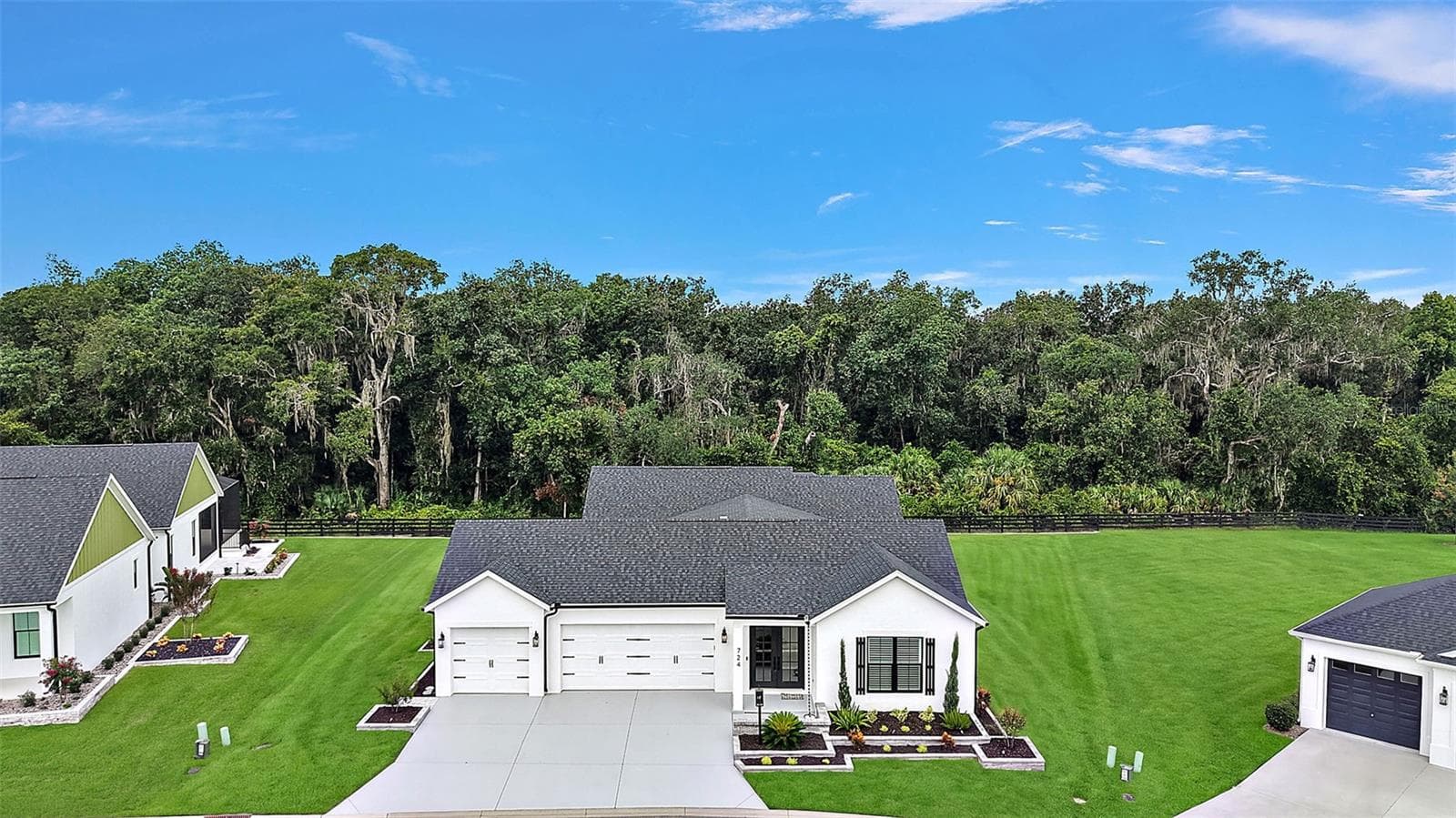 Aerial Front Elevation with Lake Okahumpka PRESERVE - 724 SHIVERS LOOP, THE VILLAGES