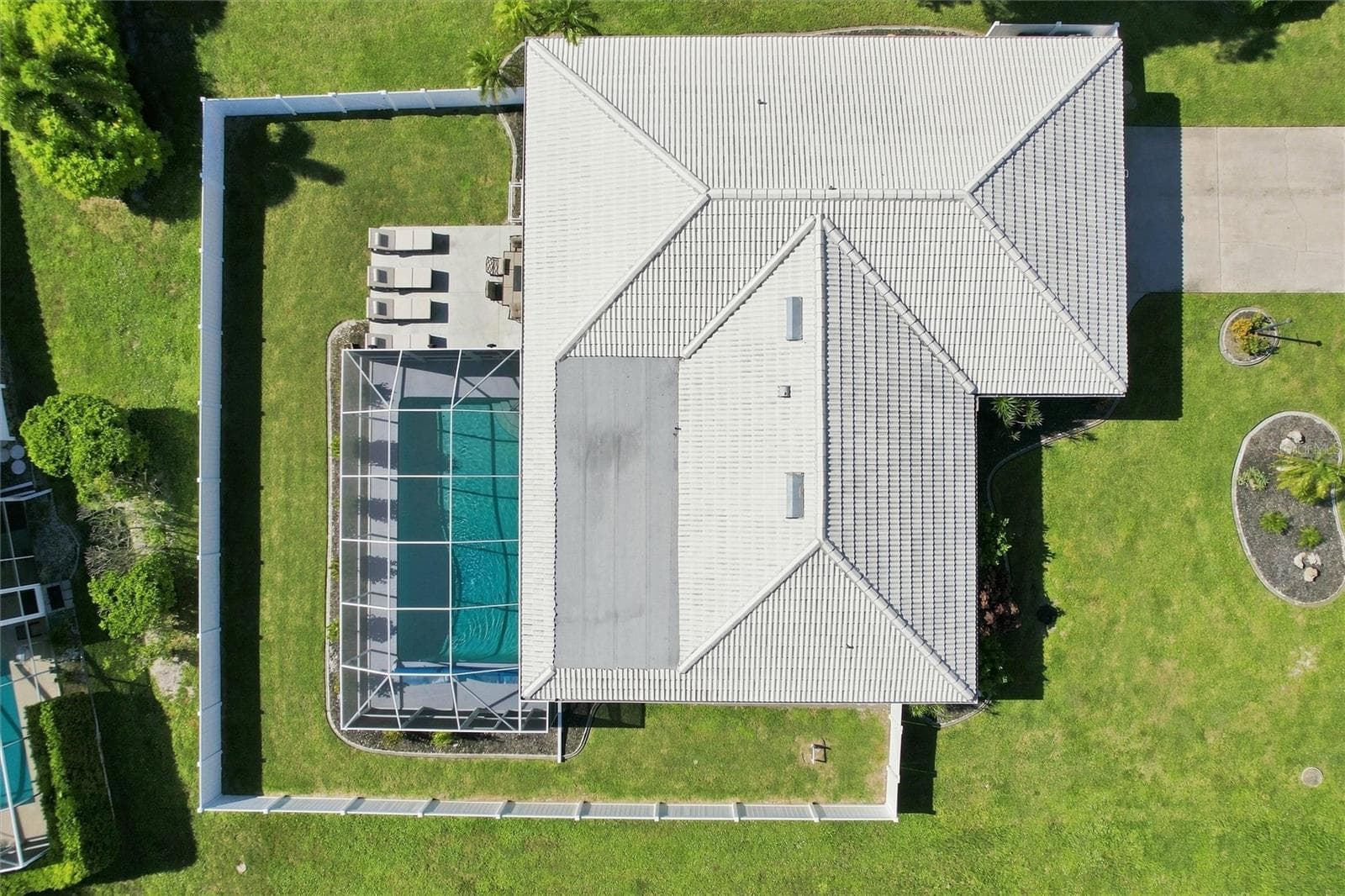 Aerial of home and pool - 302 DEGAS DR, NOKOMIS