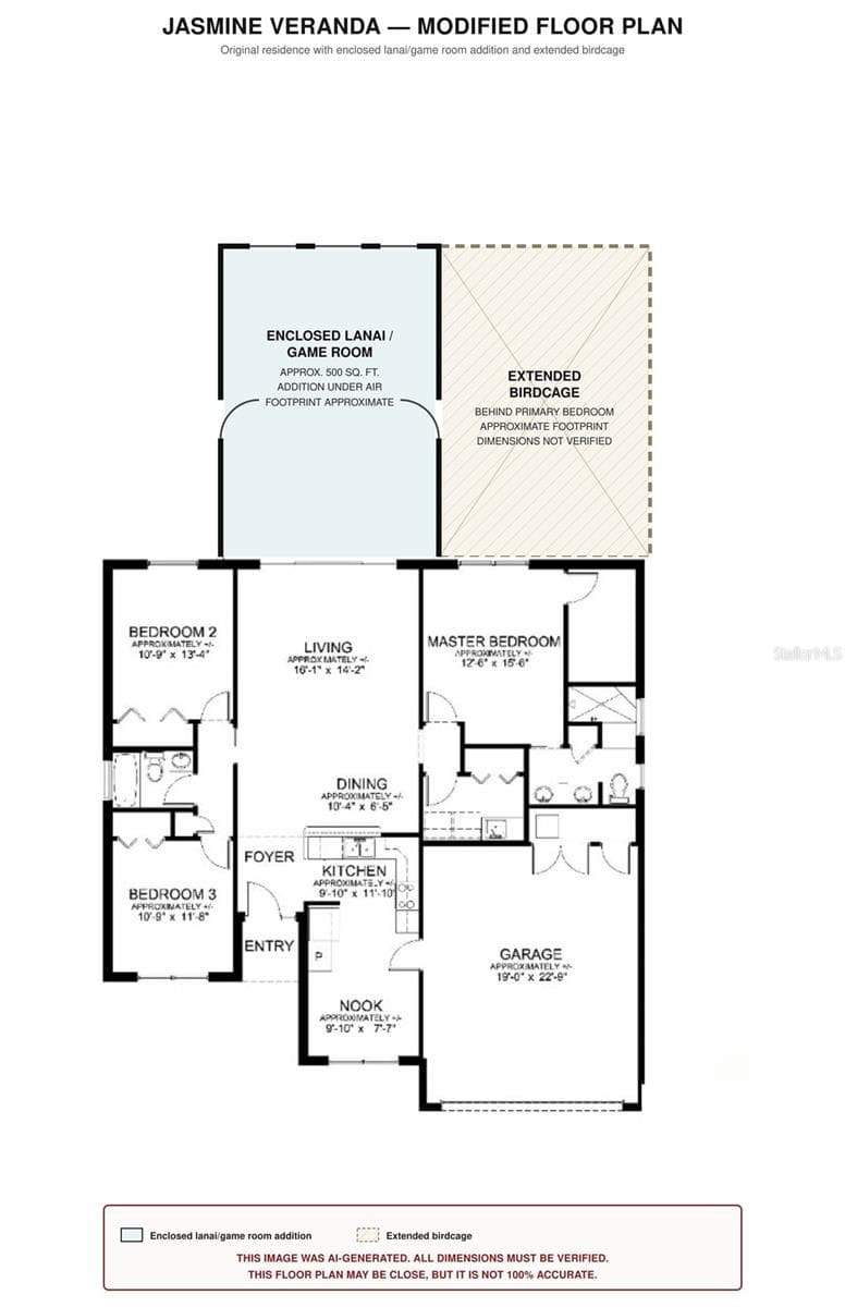 Ai Generated Sample Floorplan with extension and birdcage - 5738 CARLEY LOOP, THE VILLAGES