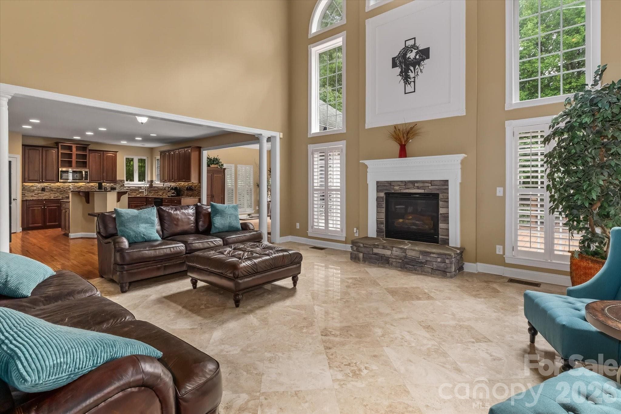 Great Room Fireplace - 309 Stonewater Bay Lane, Mount Holly
