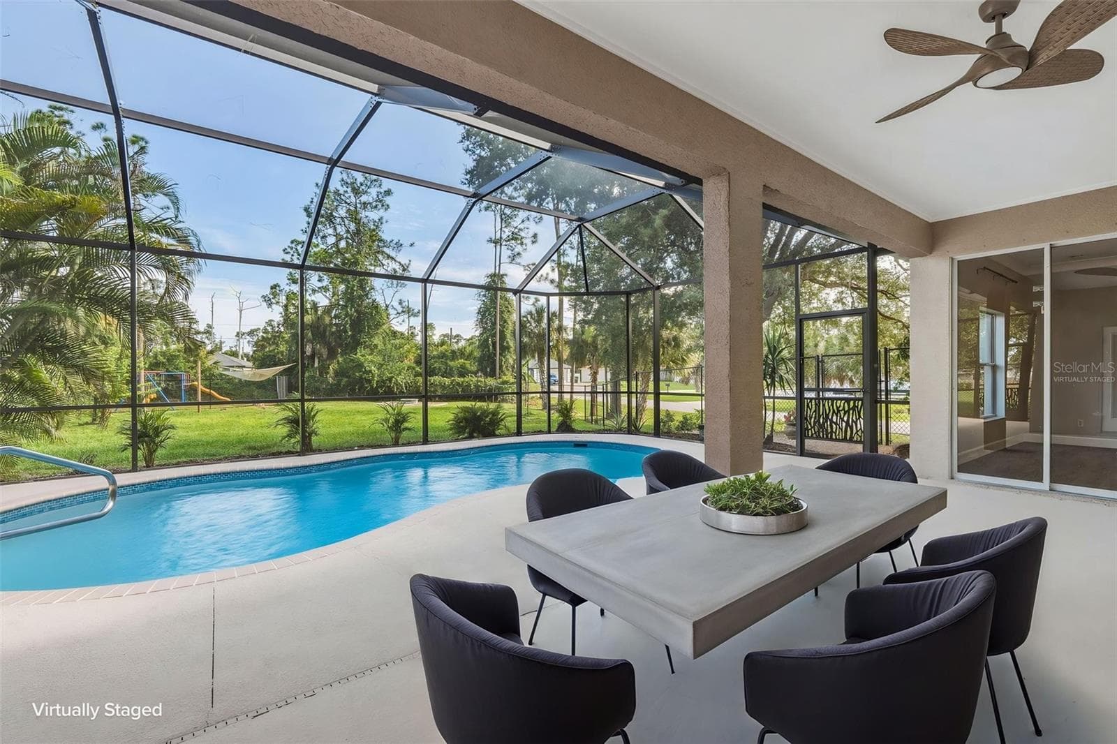 Lanai Pool Virtually Staged - 1464 HALACKA RD, NORTH PORT
