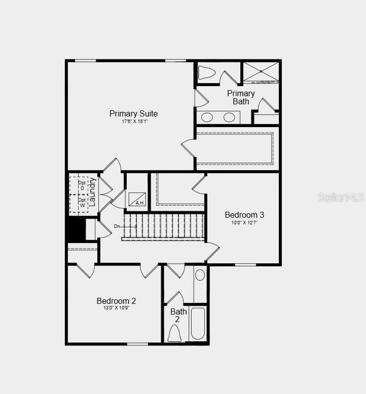 Second Floor Plan - Additional Highlights Include: GE refrigerator, washer and dryer, extended LVP flooring on the first floor, window blinds throughout, and vertical blinds on the sliding glass door - 9309 CHISWELL LN, PALMETTO