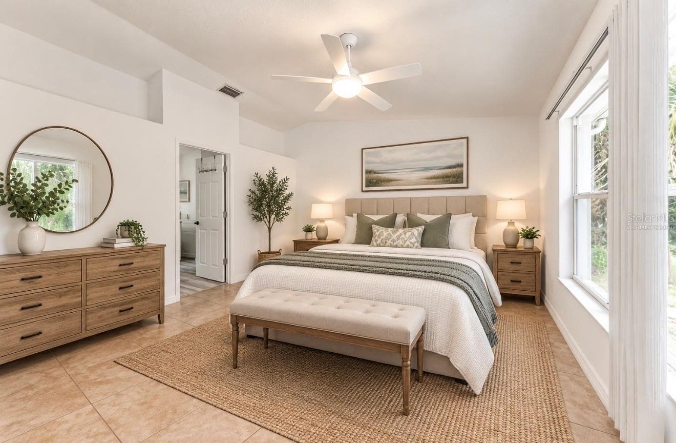 main bedroom virtually staged - 3081 JODY ST, PORT CHARLOTTE