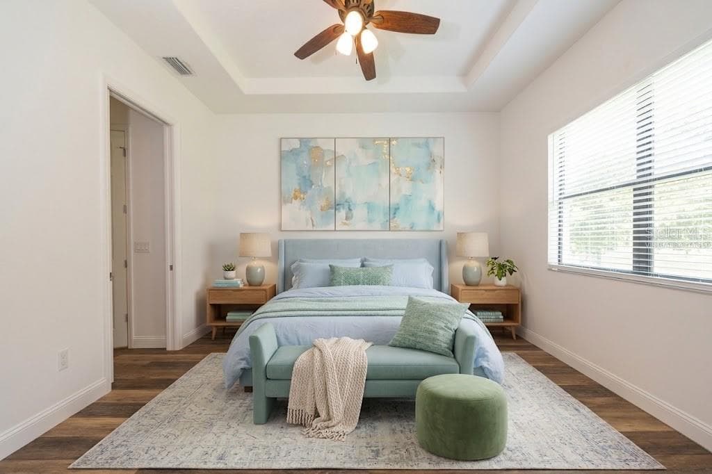 Virtually Staged Primary Bedroom - 59 GREEN CIR, PALM COAST