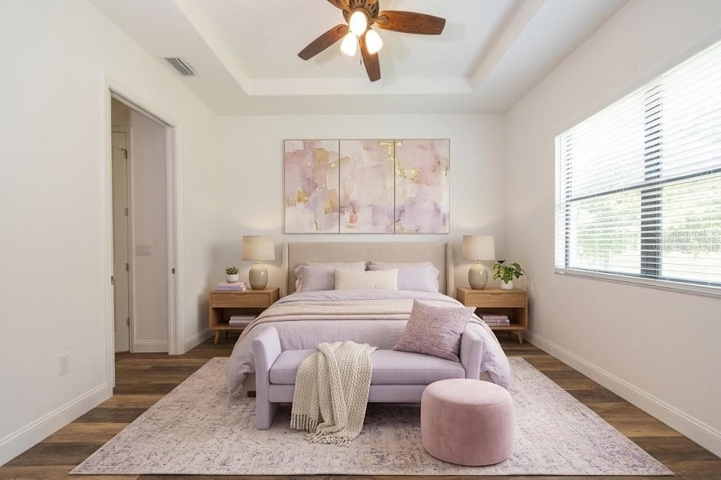 VIRTUALLY STAGED: PRIMARY BEDROOM - 59 GREEN CIR, PALM COAST