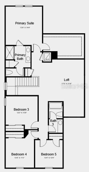 Second Floor Plan - Additional Highlights Include: GE refrigerator, washer and dryer, window blinds throughout, and extended LVP flooring on the first floor - 13835 SHELLMORE AVE, PALMETTO