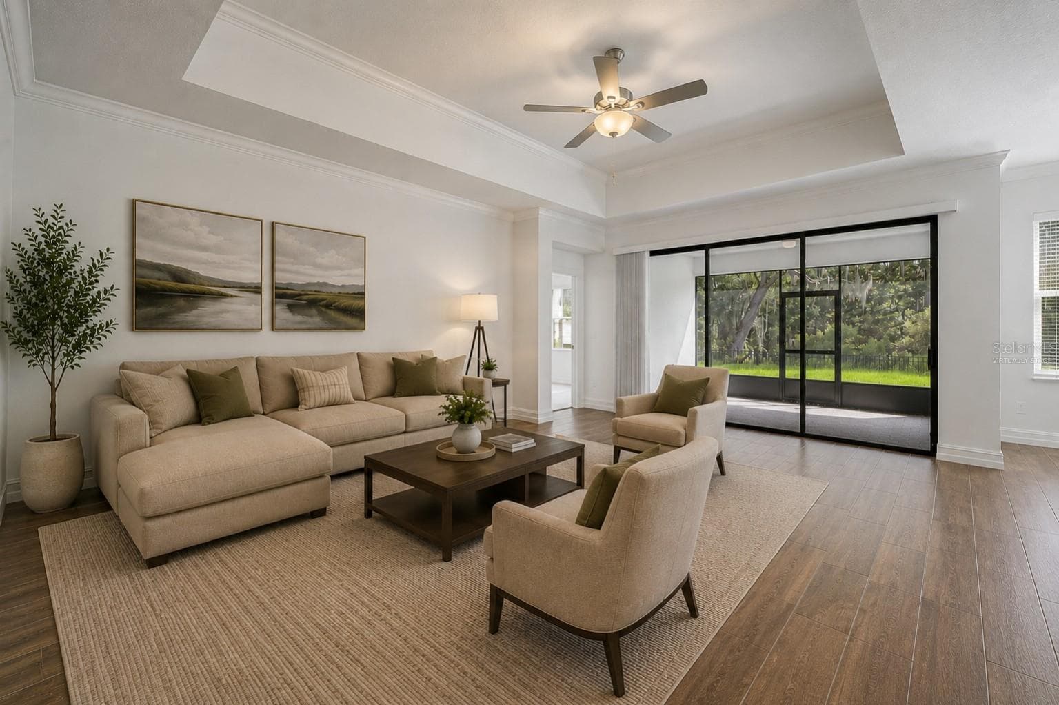 Virtually Staged Living Room - 9826 CARABINER WAY, LAND O LAKES