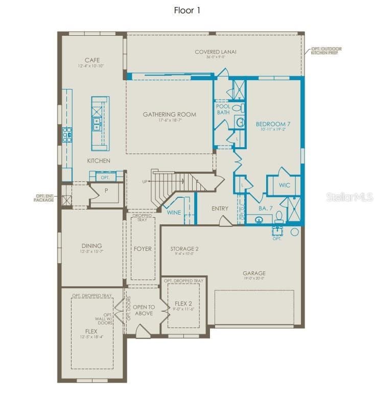 Floor Plan - Floor One - 16920 LONE OAK CIRCLE, ORLANDO