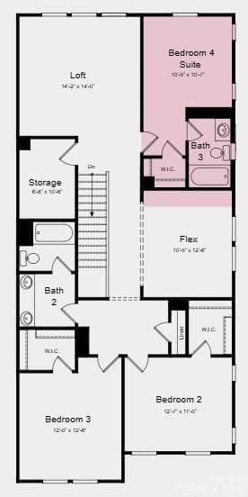 Upper Level Floor Plan - Additional Highlights Include: 30" profile slide-in gas range and quick tread with painted riser - 8717 Miles Gap Road, Indian Land
