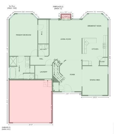 1st Floor measurements - 104 Planters Drive, Statesville
