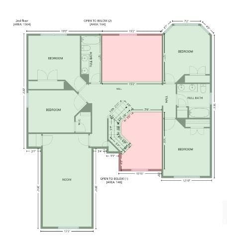 2nd Floor measurements - 104 Planters Drive, Statesville