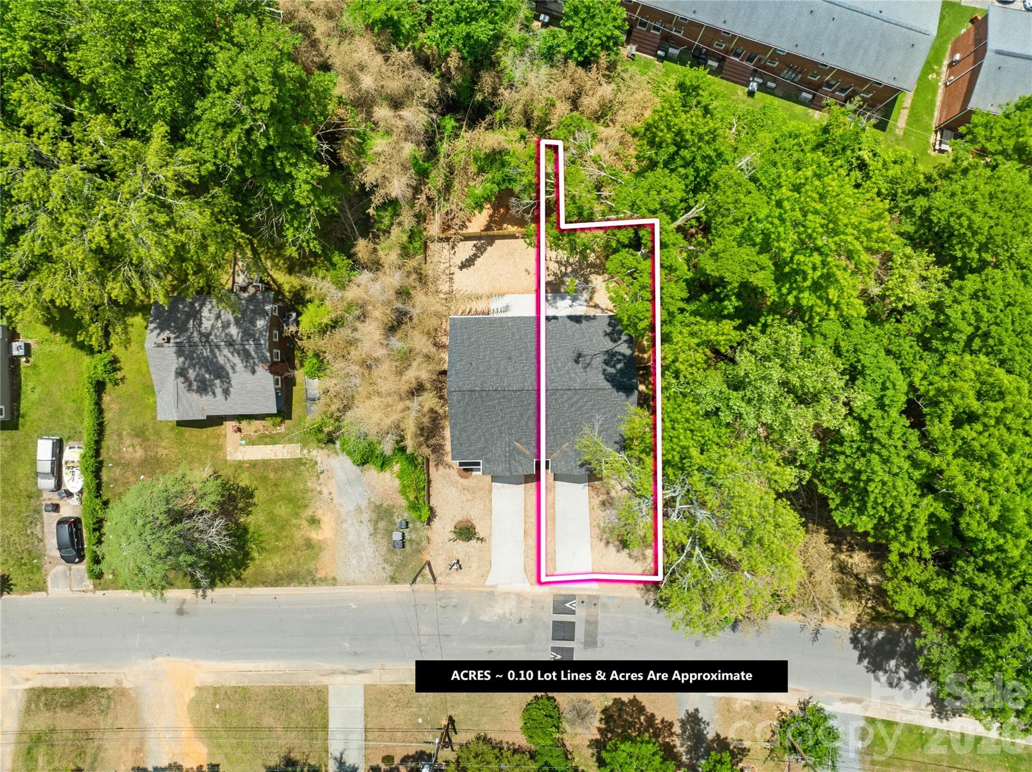 Aerial view outlining the lot at 1940 Purser Dr, Charlotte, NC 28215 - 1940 Purser Drive, Charlotte