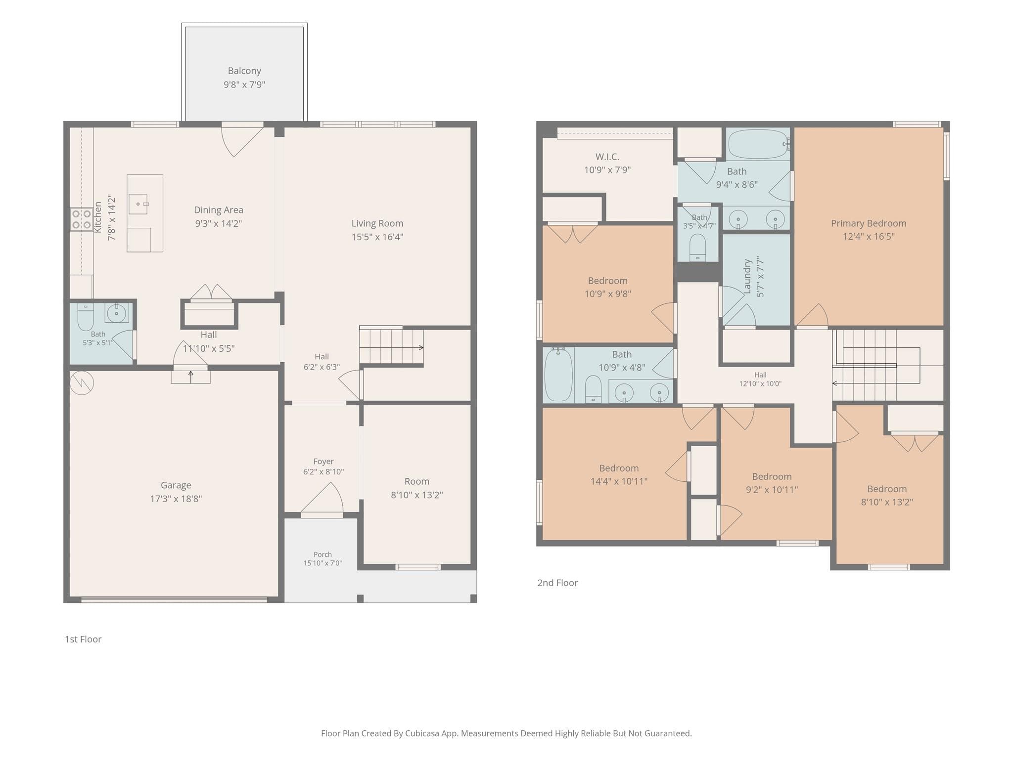 Floorplan with approximate room sizes - 203 Hermitage Court, Shelby