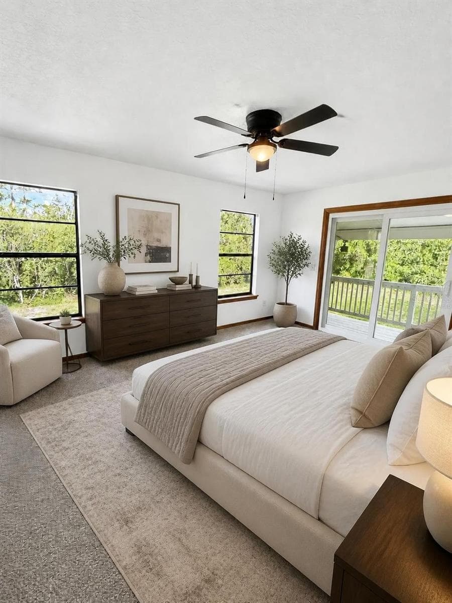 Virtually staged - primary bedroom designed for comfort and elegance. - 2598 ENTERPRISE OSTEEN RD, OSTEEN