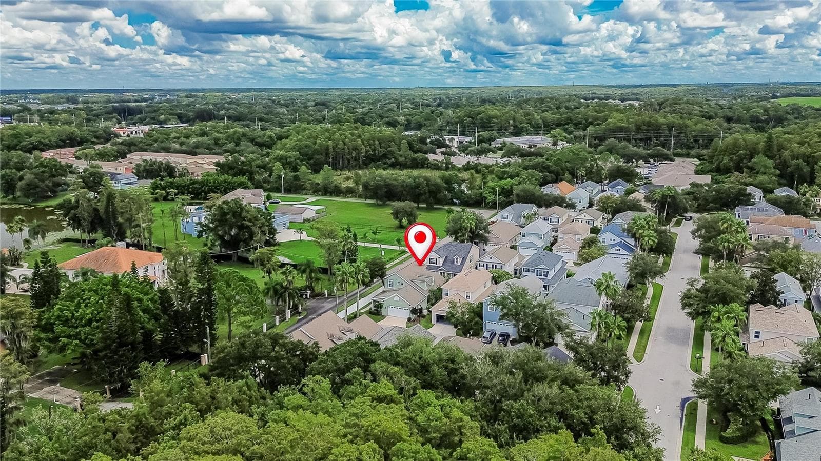 Aerial view highlighting the home’s location within The Vineyards at Westchase. - 10807 SIERRA VISTA PL, TAMPA