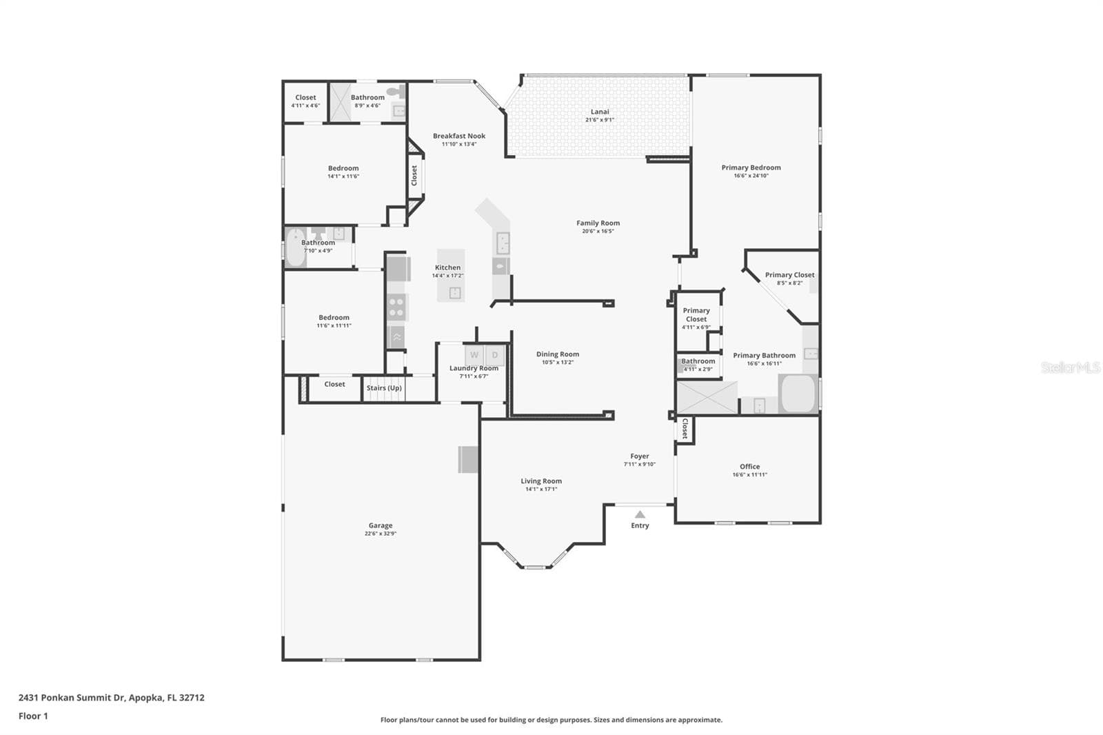 Floor Plan - 1st Floor. - 2431 PONKAN SUMMIT DR, APOPKA