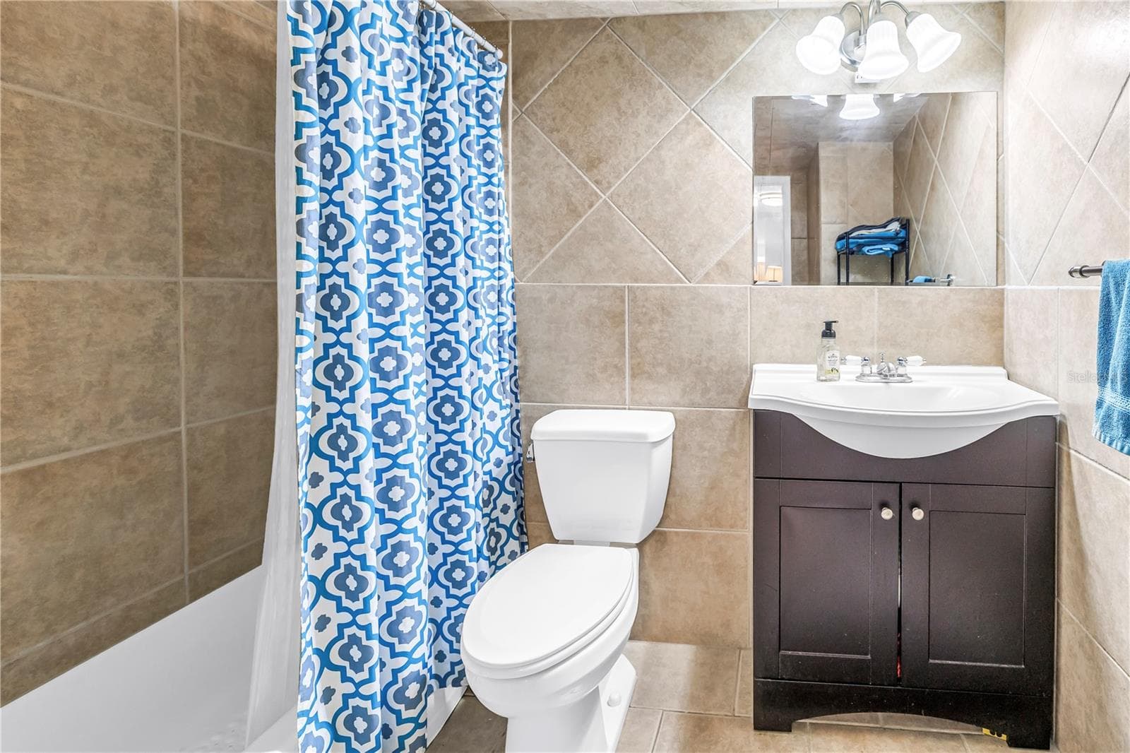Guest bath in the hall - 7200 SUNSHINE SKYWAY LN S #8B, ST PETERSBURG