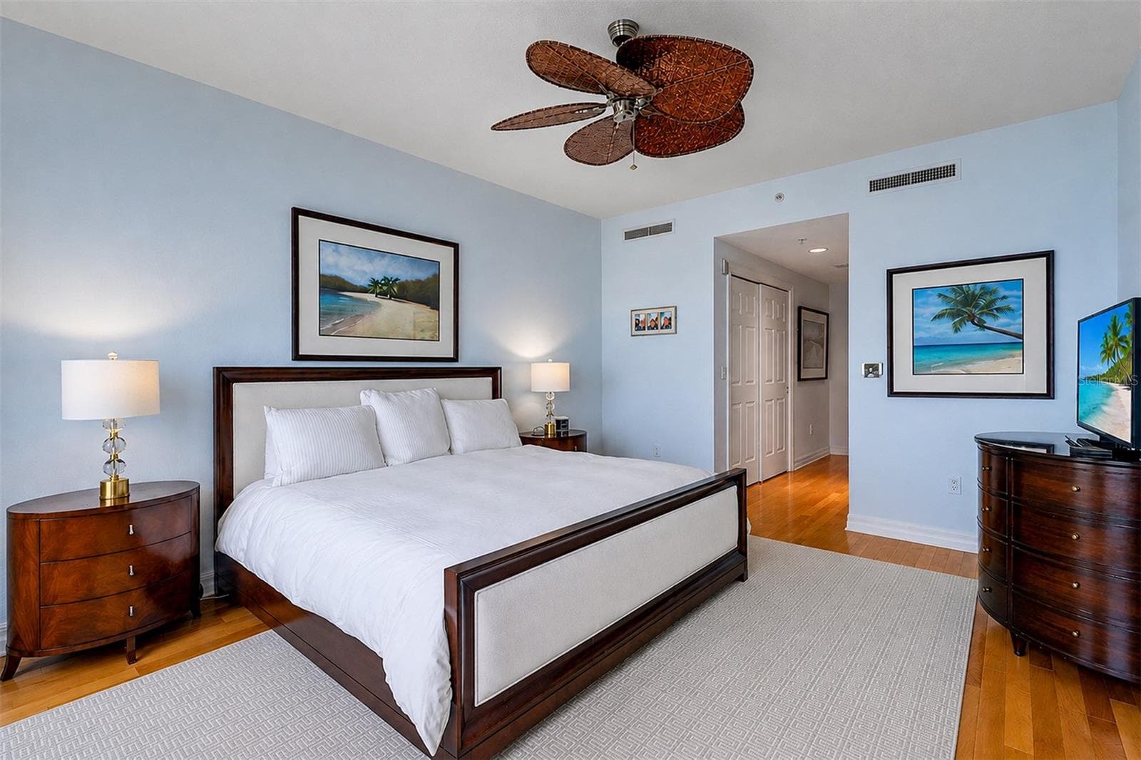 ... Master / Primary Bedroom Suite Looking in From Balcony .. Thru the Hallway Will  Be His & Hers Closet and Then the Master Bathroom.... 9.4 Ceiling Height .... Woof Flooring. Balcony Access. - 15208 GULF BLVD #404, MADEIRA BEACH