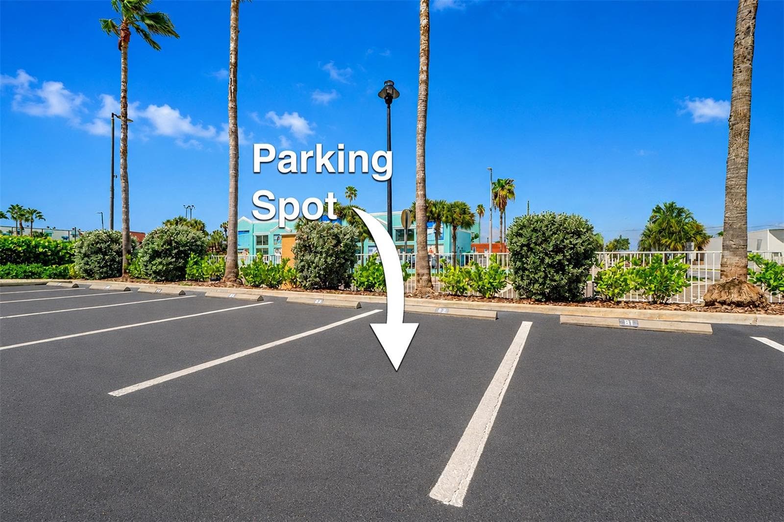 .... Sereno Residnece 404 Conveys with Garage Spot # 24 and Exterior Spot # 82.. There are also extra Visitor Parking Spots outside for Your Guests. Photo of Outside Spot # 82 on North End of Ext. - 15208 GULF BLVD #404, MADEIRA BEACH