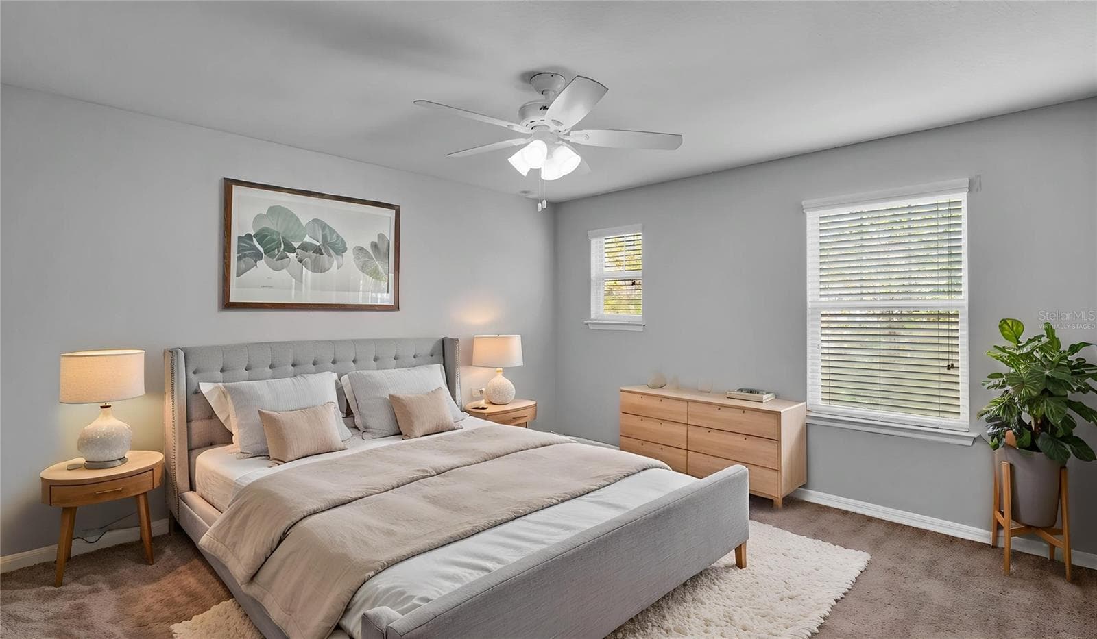 primary bedroom, virtually staged - 5044 WALKER ST, ST CLOUD