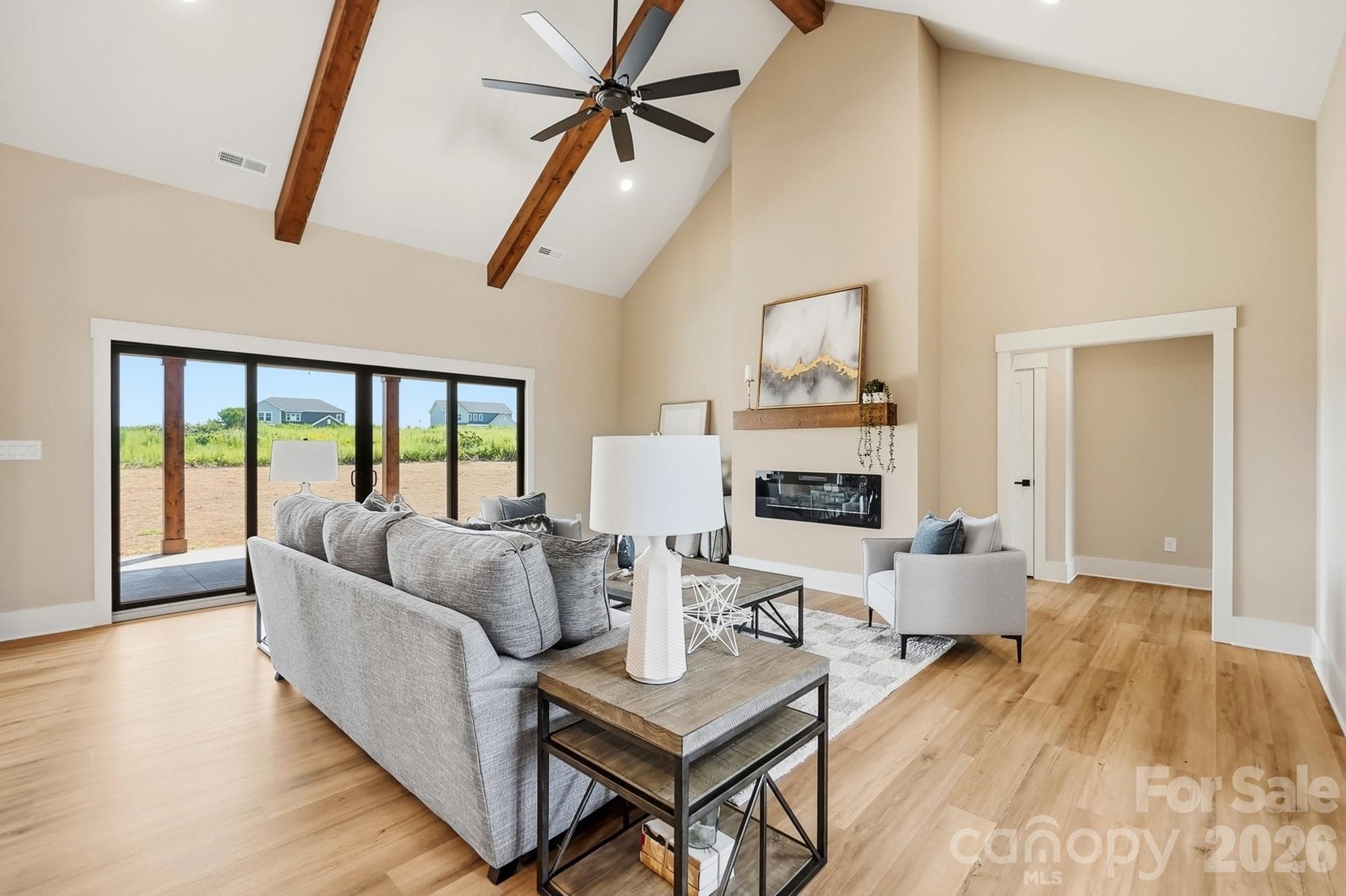 Vaulted great room features beams. - 1249 Stonegate Drive, Salisbury