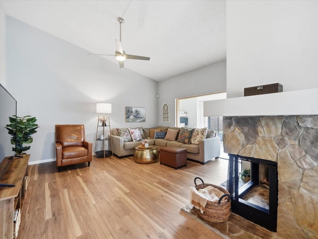 Living Room Fireplace - 1816 LAKE CYPRESS DR #1816, SAFETY HARBOR