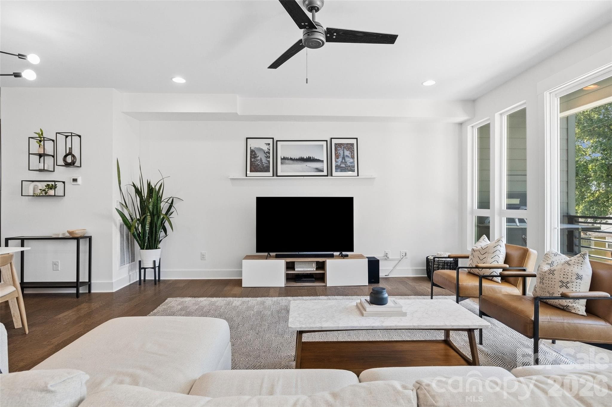 Living room with attached covered terrace - 1633 Duckworth Avenue, Charlotte