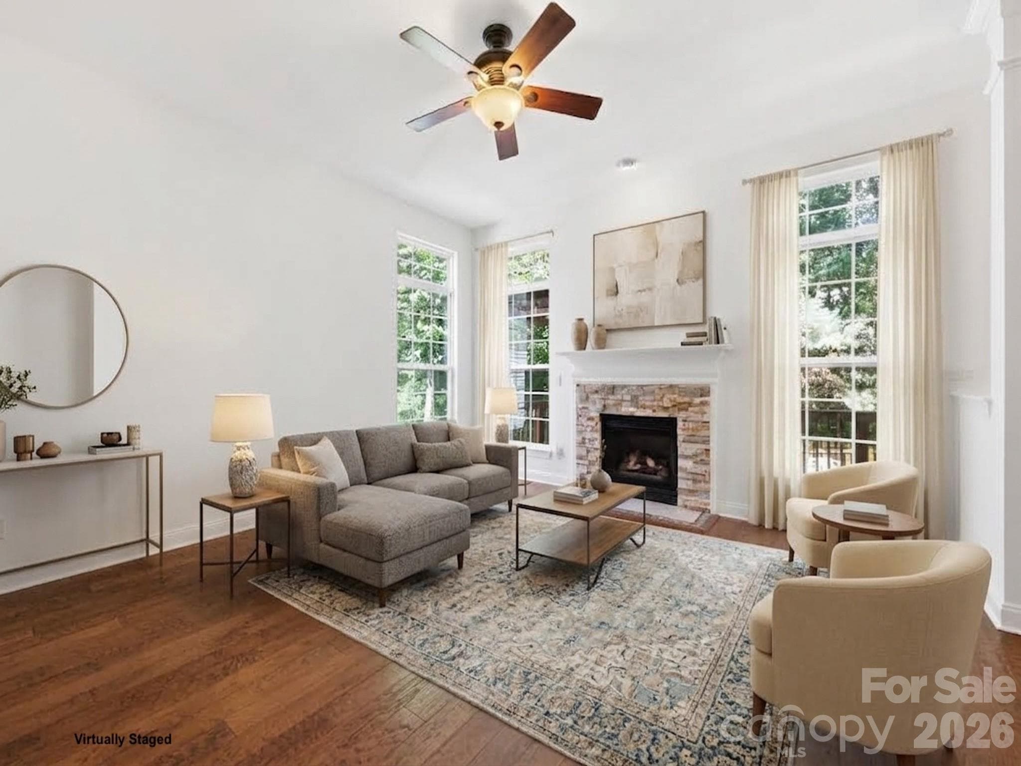 Living room with soaring 10' ceilings with an abundance of natural light! - 6832 Charter Hills Road, Charlotte