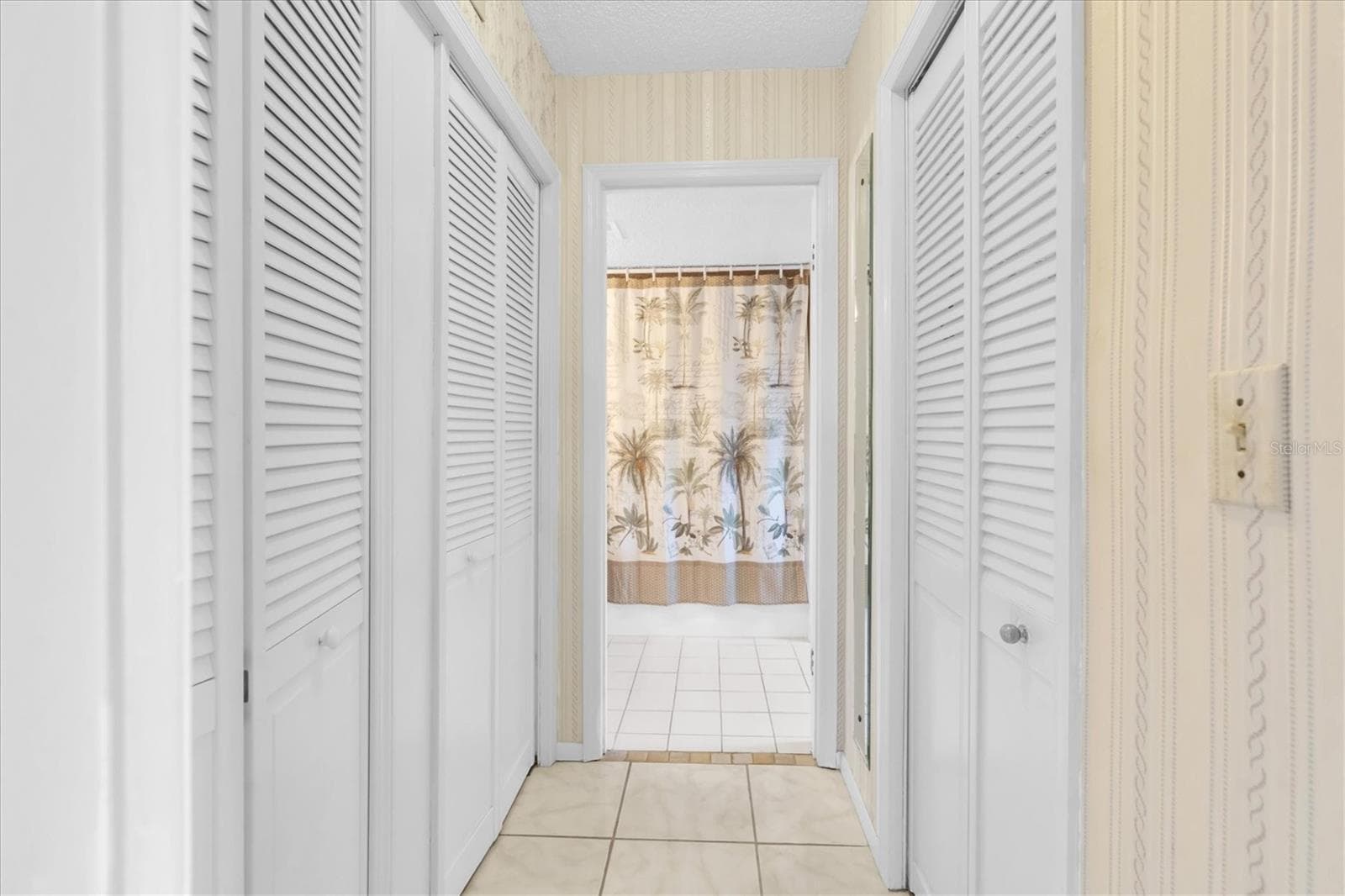 View looking into the en suite area with a walk-in closet, secondary closet, and full bathroom. - 8198 TERRACE GARDEN DR #511, ST PETERSBURG