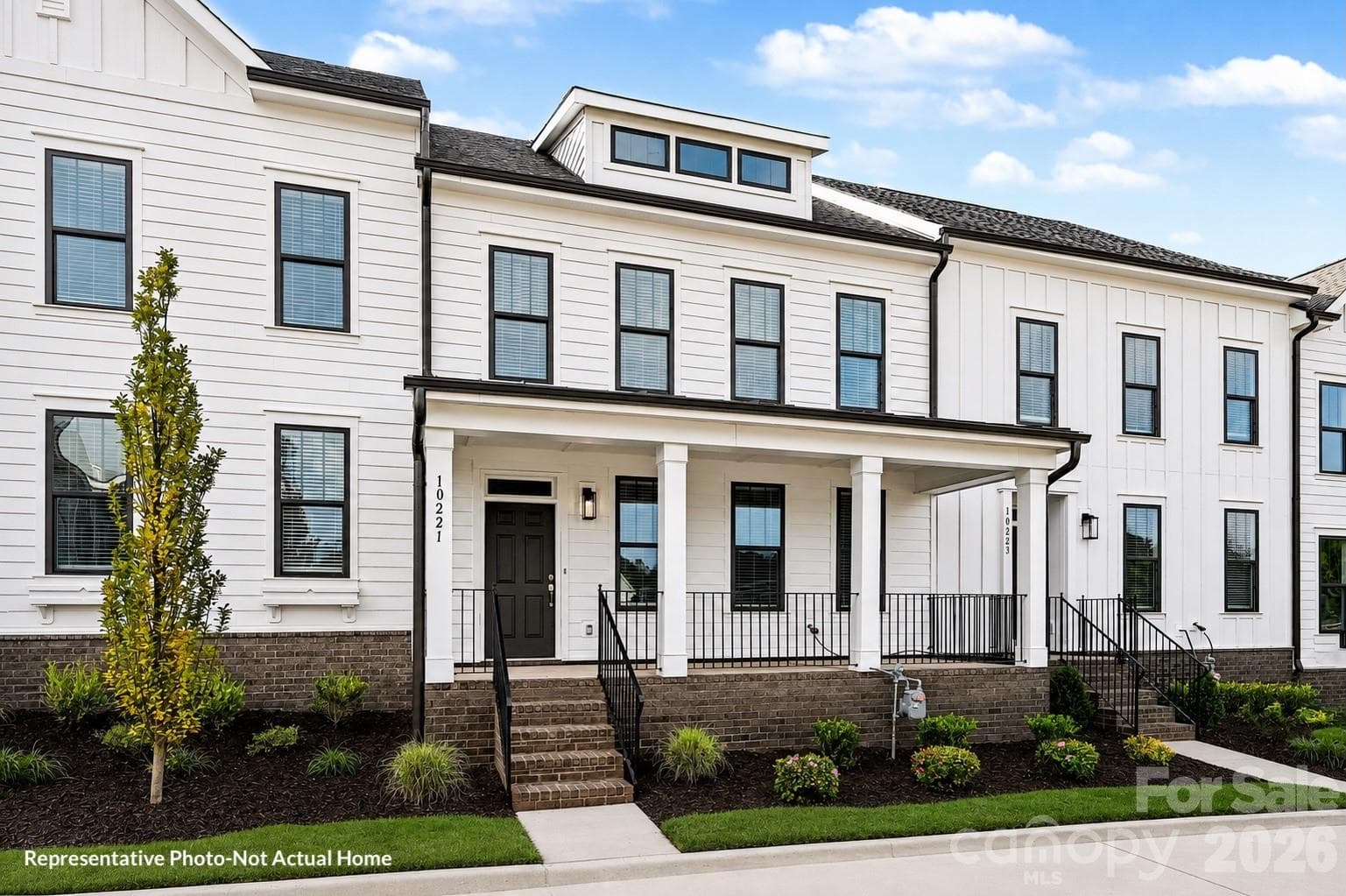 Example Bordeaux Front Exterior with Full Front Porch - Huntersville
