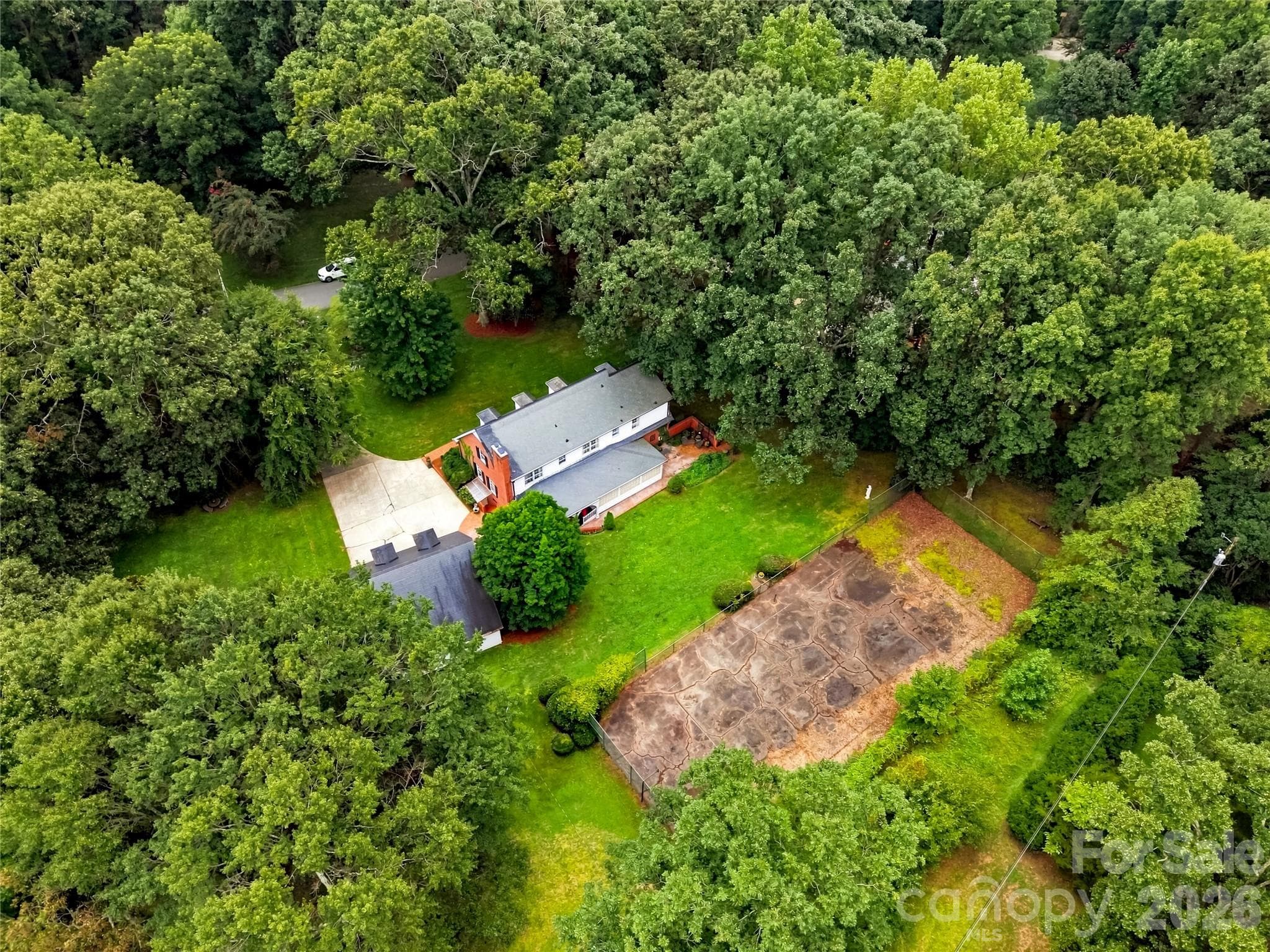Aerial view of the home, grounds and existing tennis court. - 209 Labans Lane, Lincolnton