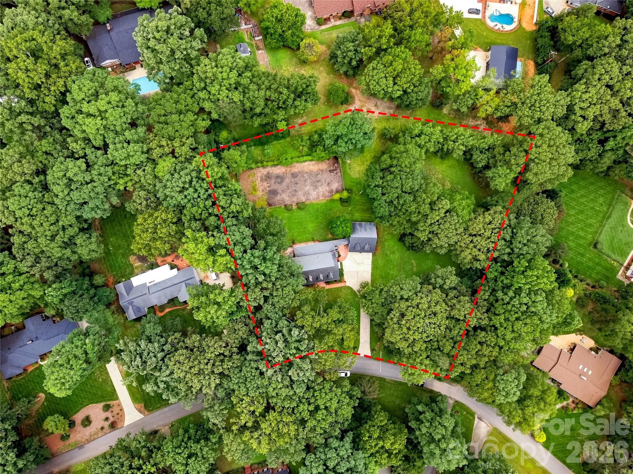 Aerial view outlining the spacious 2.09-acre property. - 209 Labans Lane, Lincolnton