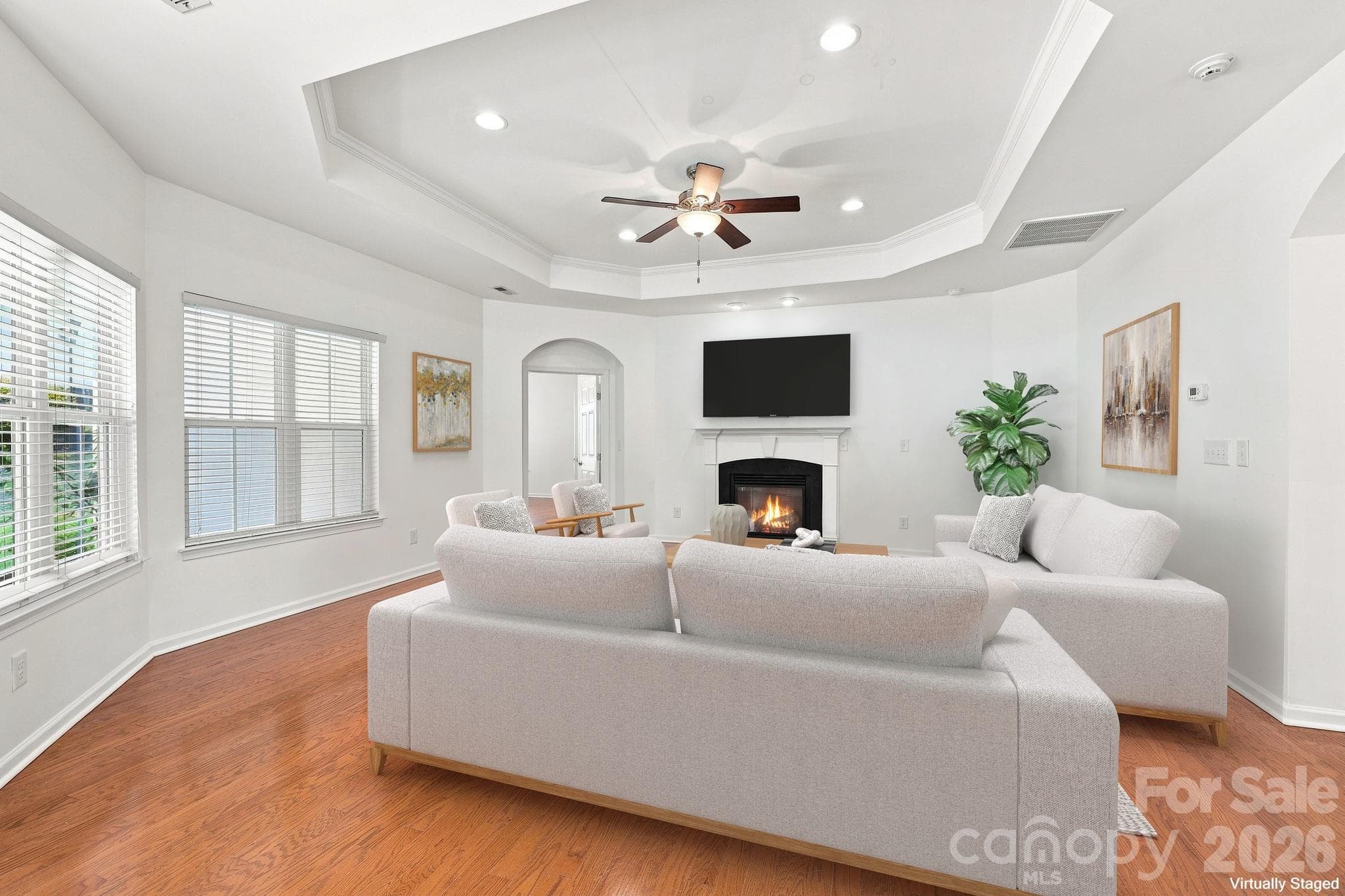 Spacious family room virtually staged - 593 Harrison Drive NW, Concord