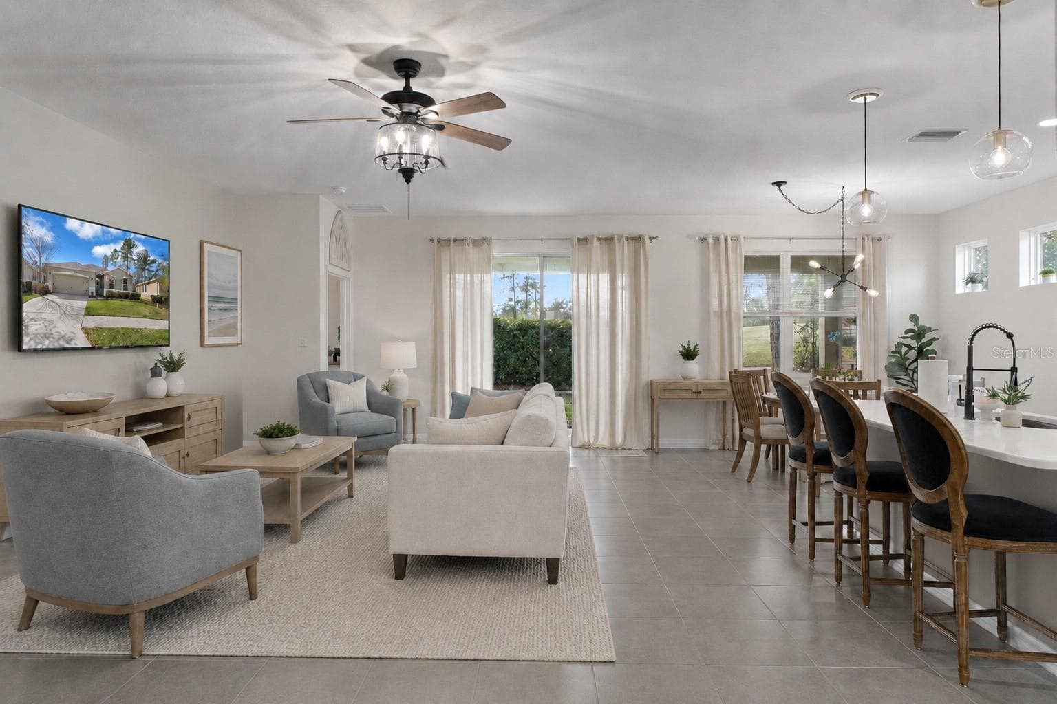 Digitally Staged Living Room - 17807 GARSALASO CIR, BROOKSVILLE