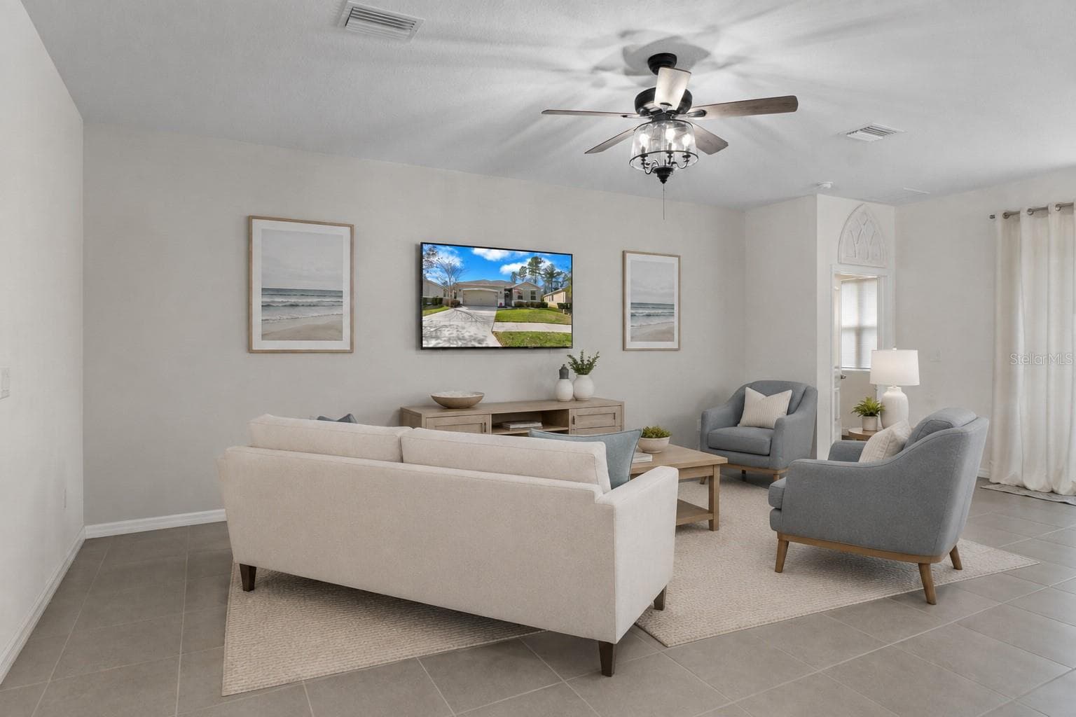 Digitally Staged Living Room - 17807 GARSALASO CIR, BROOKSVILLE
